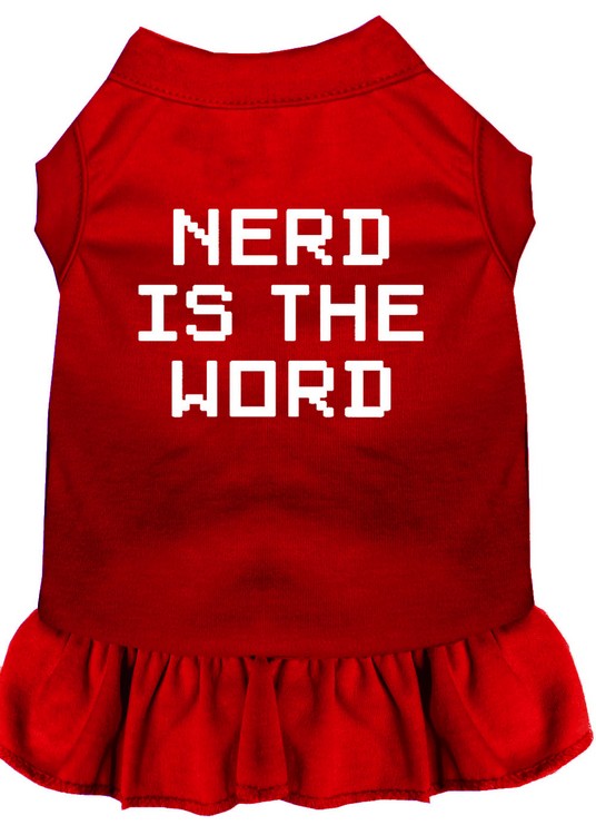 Nerd is the Word Screen Print Dress Red Med